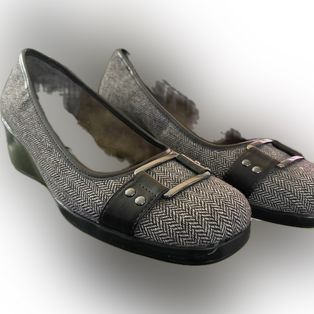Round Toe Houndstooth Brown Casual Slip On Aerosols Fabric Upper